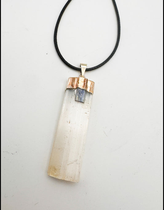 Selenite & Kyalite Pendant