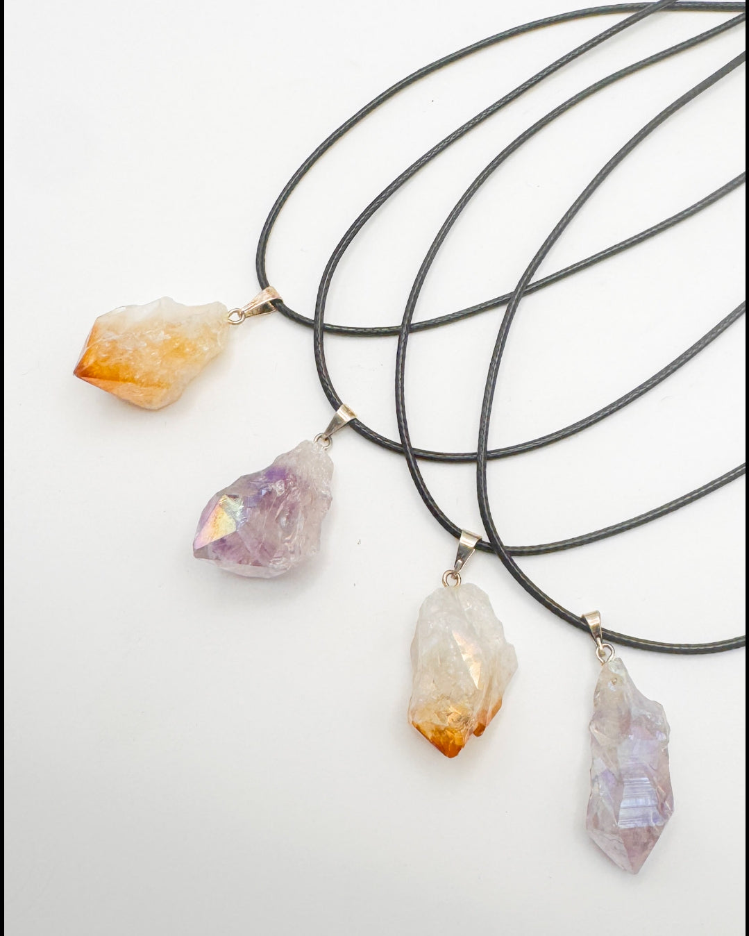 Raw Aura Crystal Pendants