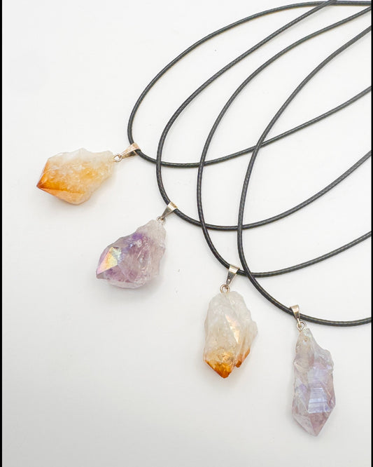 Raw Aura Crystal Pendants