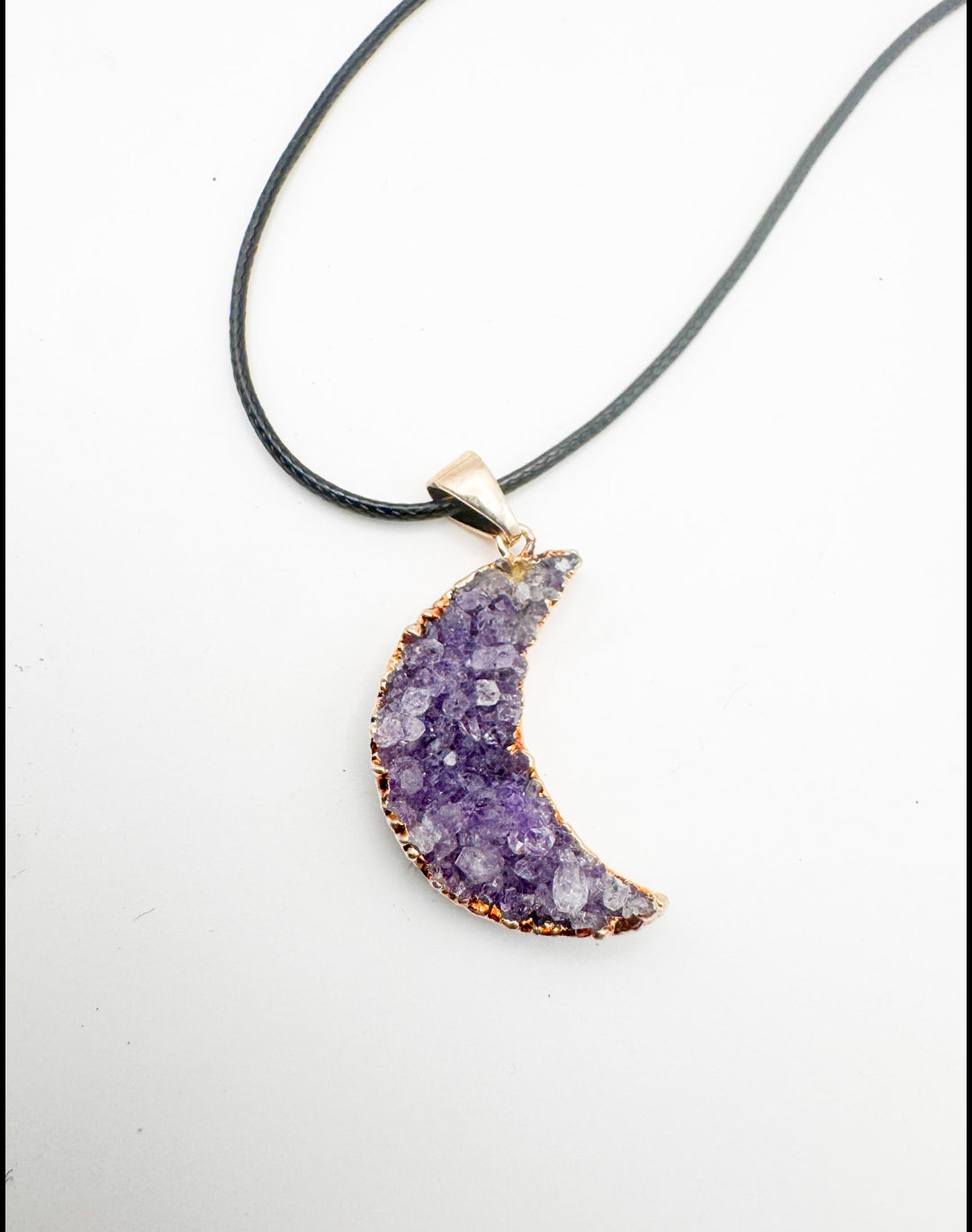 Druzy Amethyst Moon Pendant