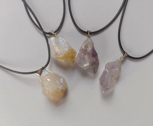 Raw Aura Crystal Pendants