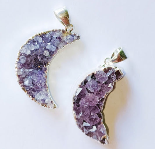 Druzy Amethyst Moon Pendant